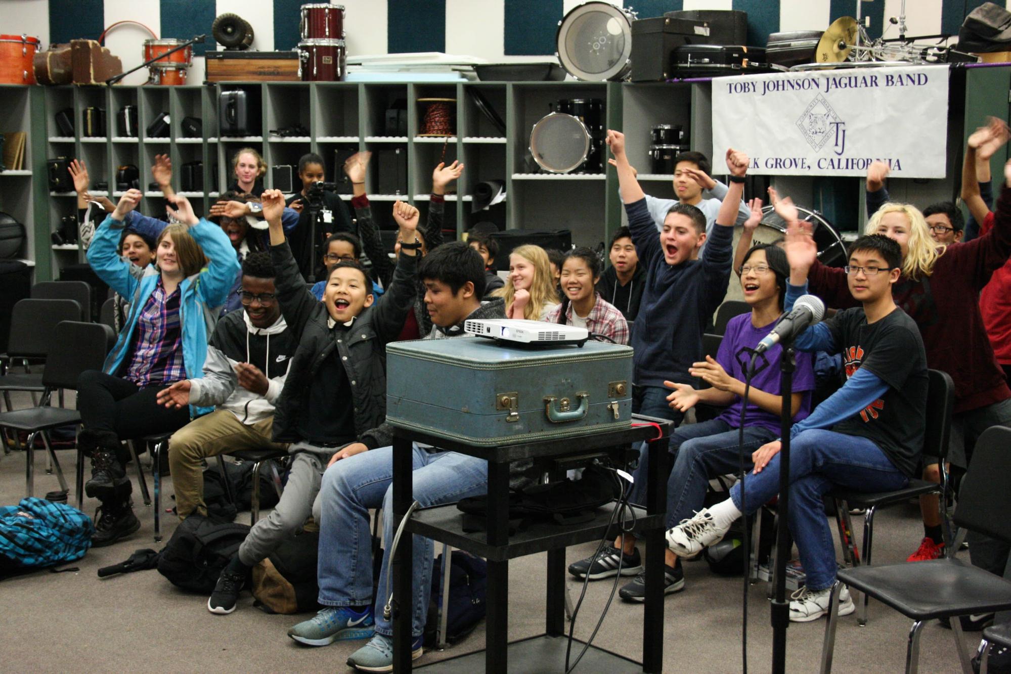TJMS students say good bye to the SF Jazz group and all schools participating in the Sounds of Freedom event.