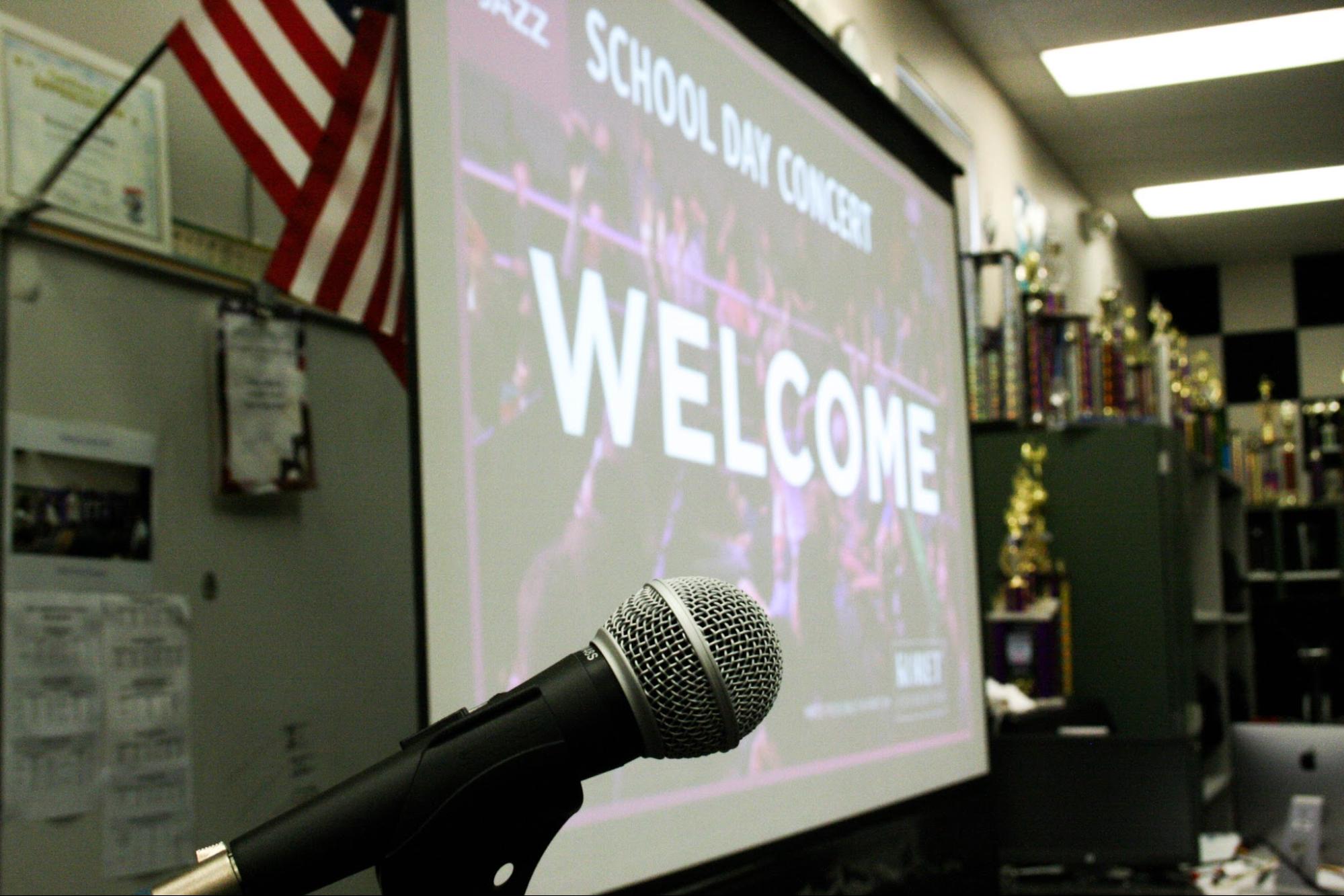 Toby Johnson Middle School band room is ready to start the videoconference!